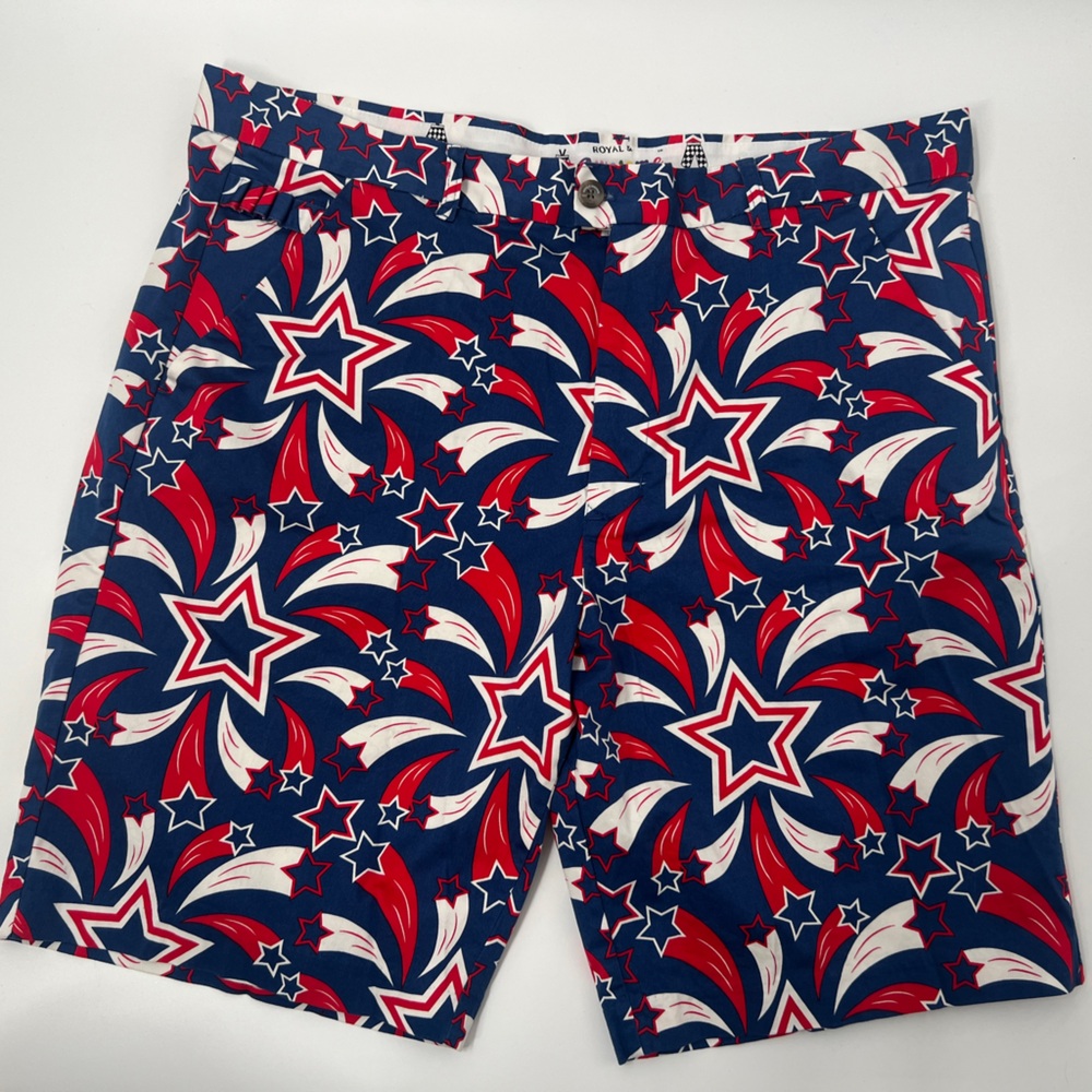 Royal & Awesome Patriotic Star Patterned Golf Shorts Size 42